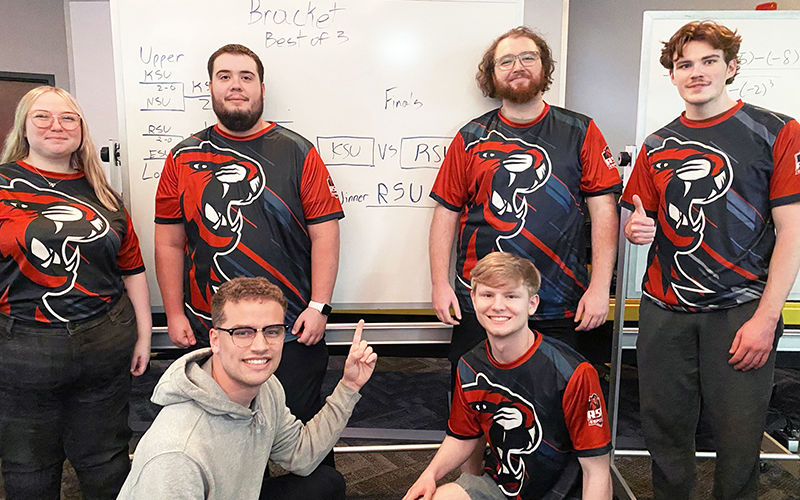 RSU’s Esports Valorant team members include Katie Bains of Claremore, Braden Green of Cordell, Nolan Capps of Claremore, Kolby Clark of Claremore, Andrew Porter of Broken Arrow, and Coach Victor Holleyman of Salina (RSU class of 2023).