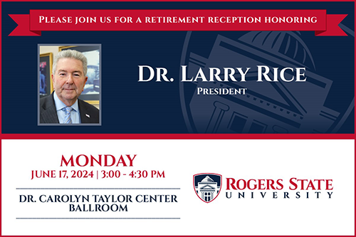 Please join us for a retirement reception honoring Dr. Larry Rice, President. Mon, Jun 17, 3 pm, DCTC.