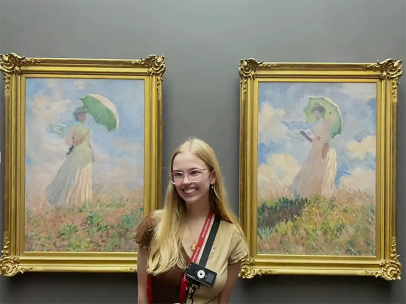 Ashleigh Ross of Collinsville admires Monet paintings at the Musee d’Orsay (Museum in Paris) while traveling with an RSU studies-at-large group.