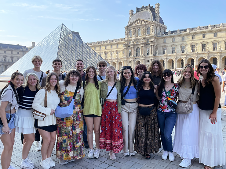 Group photo of RSU students on trip to Europe.