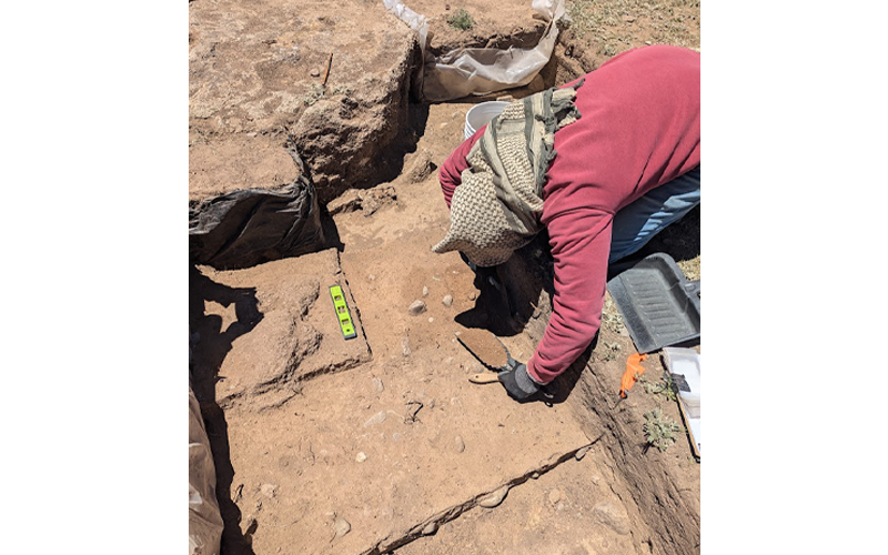 Excavations at the site. Excavation proceeds very carefully. All aspects of the site (including cultural artifacts and natural rocks, soil changes, etc.) are meticulously mapped using sub-centimeter accurate GPS and surveying instruments so that the site can be digitally mapped and reconstructed on a computer back in the lab.