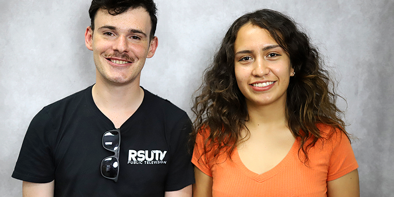 RSU senior Marty Babbitt (left) and junior Eunice Murillo recently produced, wrote, directed and created a series of anti-drug videos, which will start airing on RSU TV’s YouTube channel, RSU social media and local media outlets.