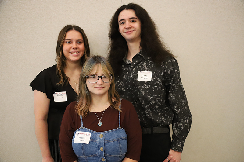 Mayes County scholarship recipients Brianna Tweed (from left), Leeann Howell and Cade Simpson.