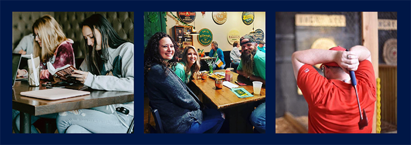 collage of people at local shops and eateries