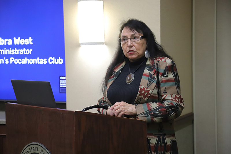 Indian Women’s Pocahontas Club administrator Debra West discussed the history of the club, its connection to Will Rogers, and its partnerships with RSU.