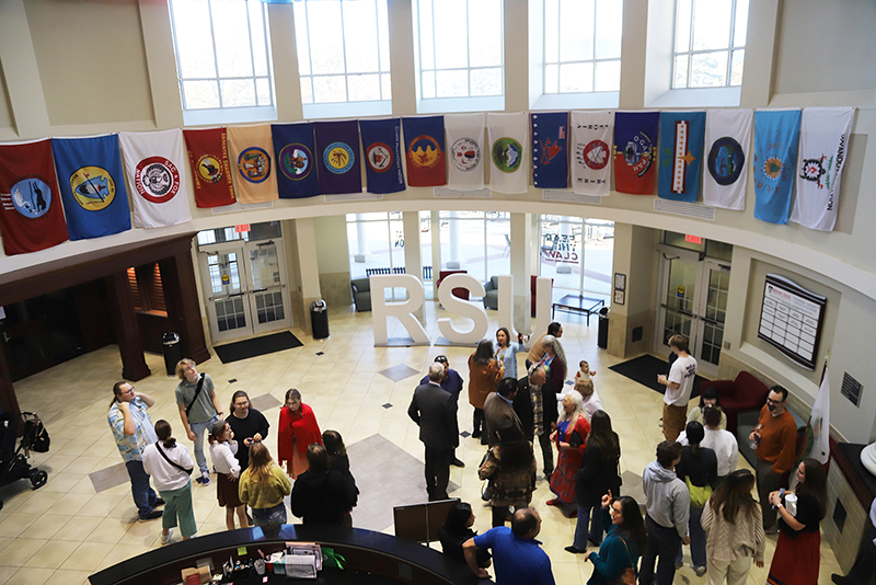 Display of Native American Tribal flags.