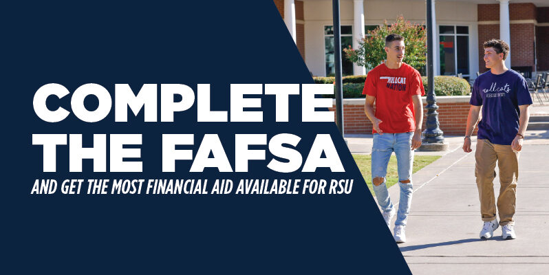 Students walking on campus with a note to complete the FAFSA