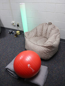 A chair and exercise ball