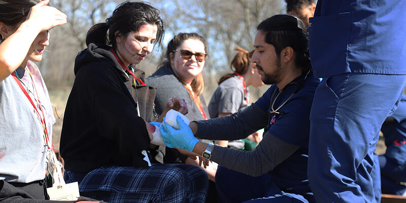 Multiple RSU nursing students participate in a mock disaster drill March 7.